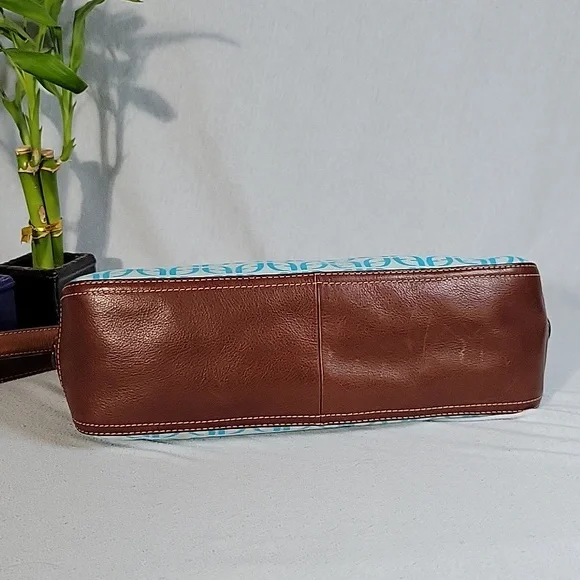 Fossil Monogram Canvas & Leather Shoulder Bag w/ Key - Picture 11 of 11